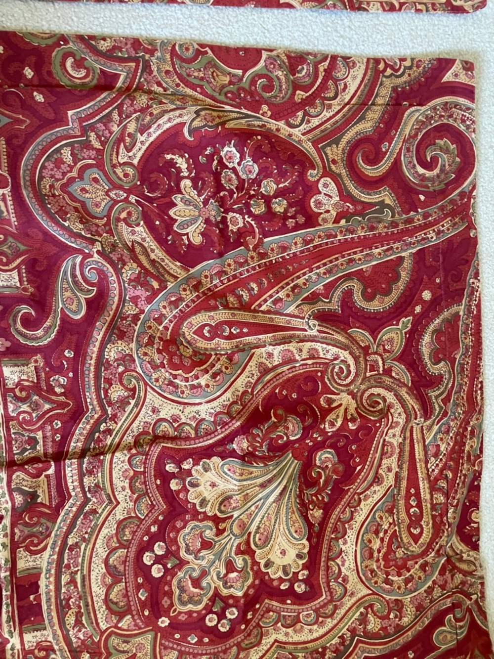 Pottery Barn Dark Red Paisley Duvet Cover and Shams with Gold and Cream Accents - Picture 6 of 6